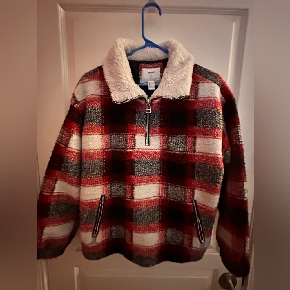 Forever 21 Sherpa like 3/4 Zip Sweater